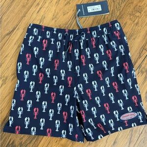 Vineyard Vines Kids Navy and Red Lobster Swim Trunks
